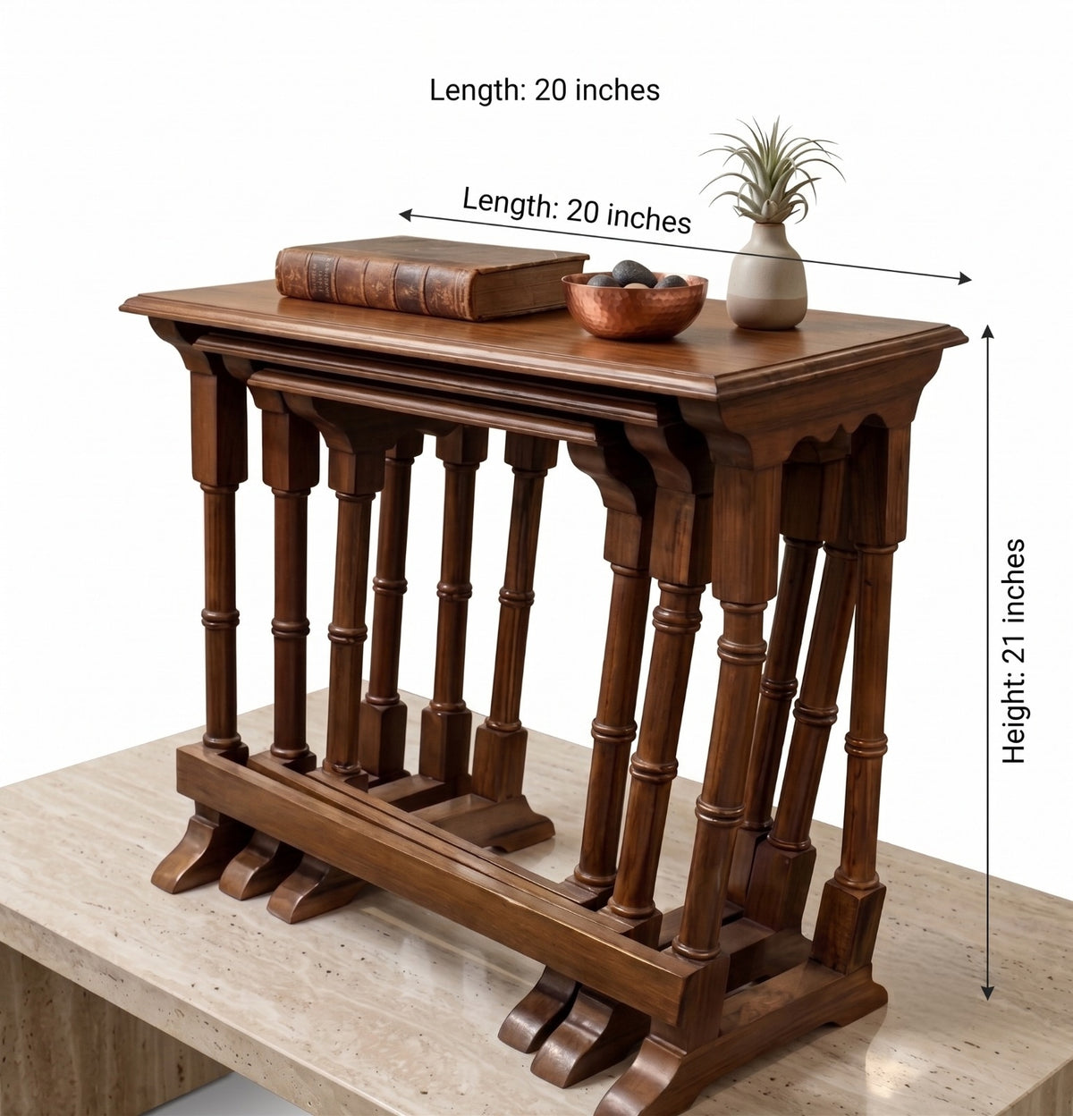 Sagwan Teak Wood Bureau Writing Desk Chest | Solid Teak Fall Front Secretary Desk | Inspired by 1780s Georgian Colonial Design - Bombay Antiques