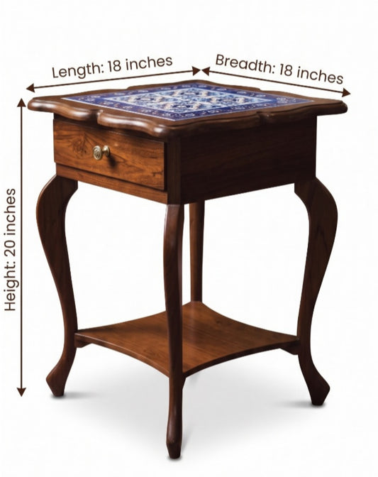 1992 Vintage Teakwood Side Table / Stool | Traditional Wooden Furniture - Bombay Antiques