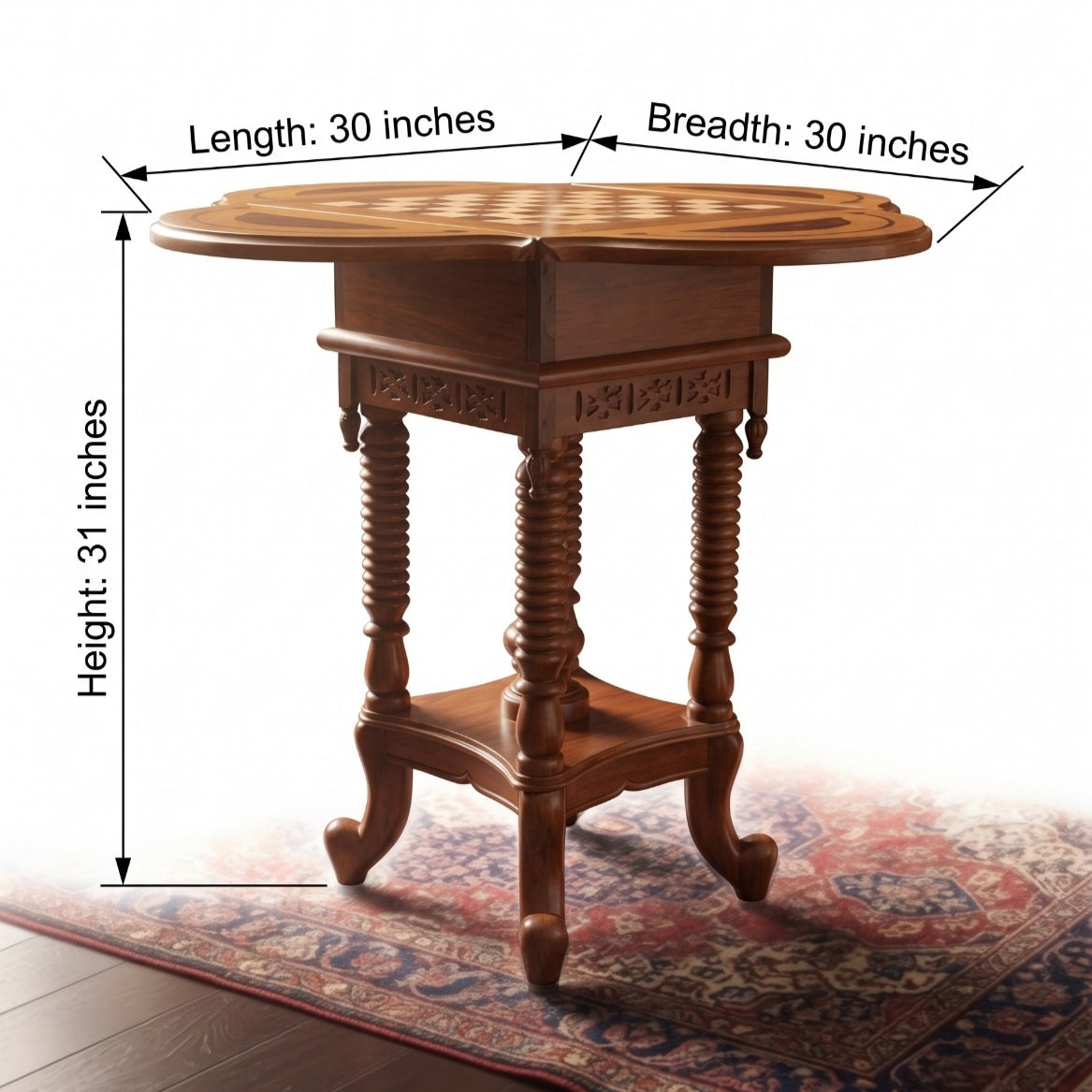 1994 Teakwood Chess Table | Traditional Wooden Furniture