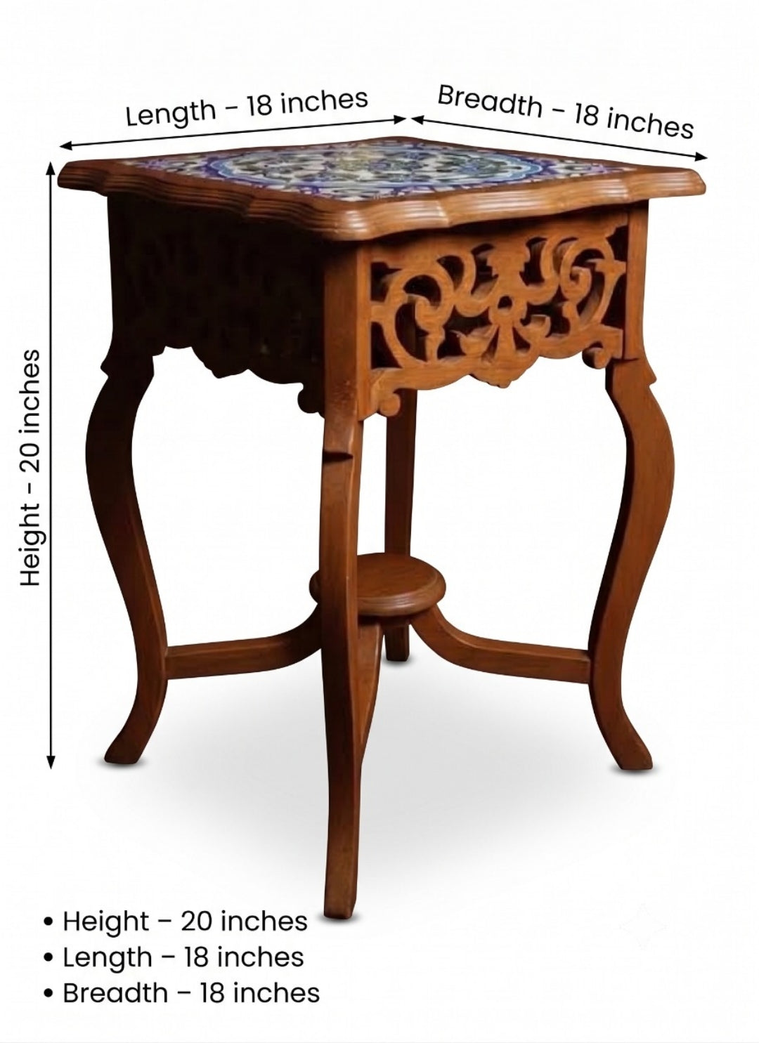 1992 Vintage Teakwood Side Table / Stool | Traditional Wooden Furniture - Bombay Antiques