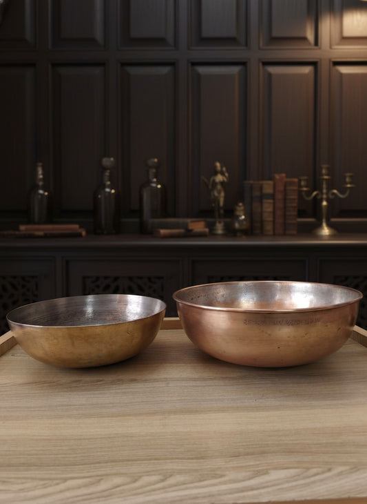 1975 Antique Brass Ghamela Dough Container Set | Traditional Brass Utility Bowls