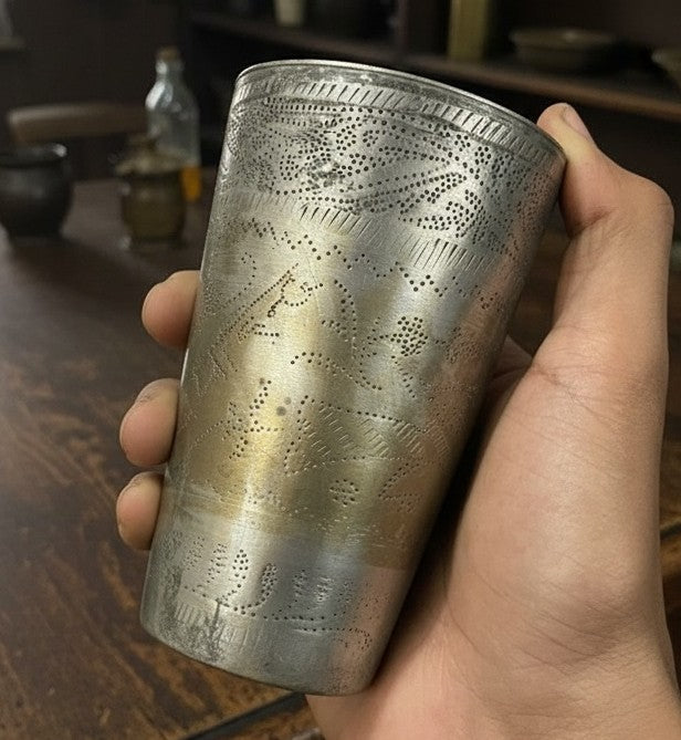 1983 Antique Brass Silver-Coated Handmade Pieces | Brass Silver-Coated Decor Set