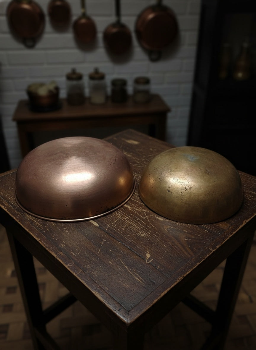 1975 Antique Brass Ghamela Dough Container Set | Traditional Brass Utility Bowls
