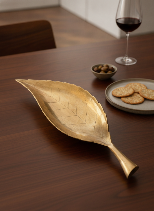 Antique Peetal Serving Leaf Tray | Pure Brass Decorative Serving Tray | Made in 1973