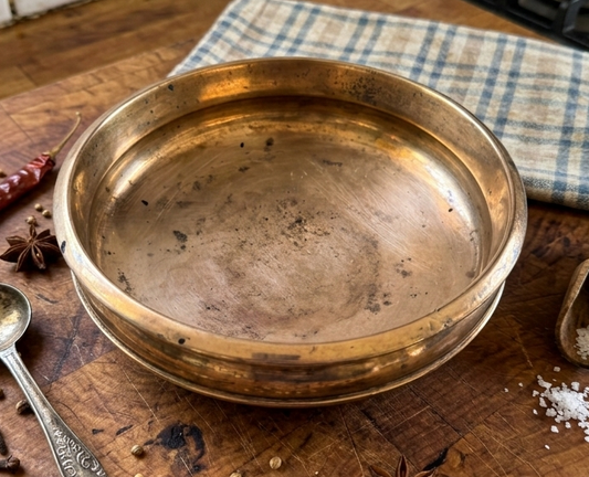 1974 Antique Bronze Urli | Compact 8 Inch Decorative Bowl - Bombay Antiques