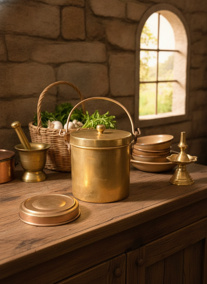 Antique Peetal Storage Box Set of 3 with Spoon | Pure Brass Decorative Storage Containers | Made in 1970