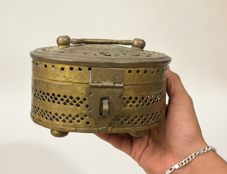 Antique Peetal Engraved Lock Box Pair | Pure Brass Decorative Storage Boxes | Made in 1966