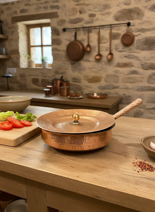 Antique Tamba Peetal Deg with Lid and Spoon | Pure Copper and Brass Serving Deg | Made in 1966