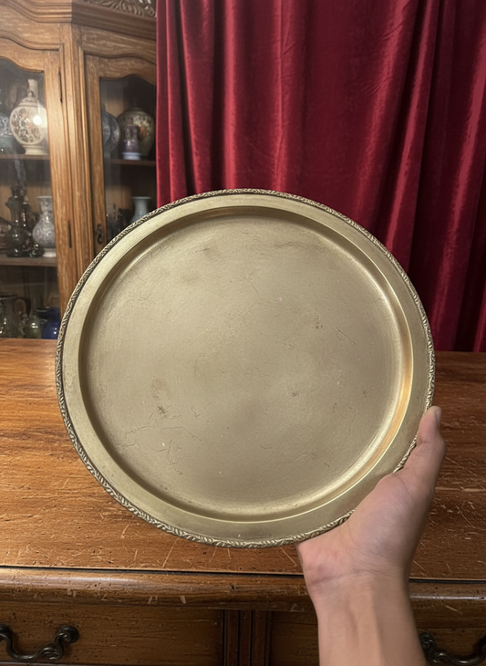 1982 Antique Brass Plate Set | Pair of Elegant Brass Plates