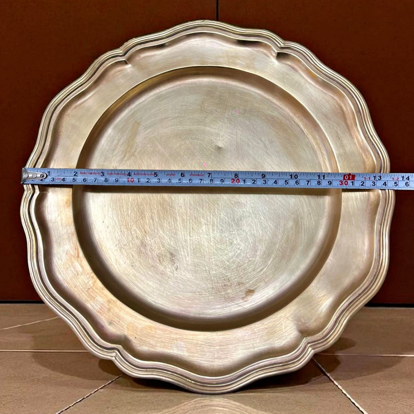 Antique Brass Big Plate | Traditional Brass Round Plate for Serving & Styling