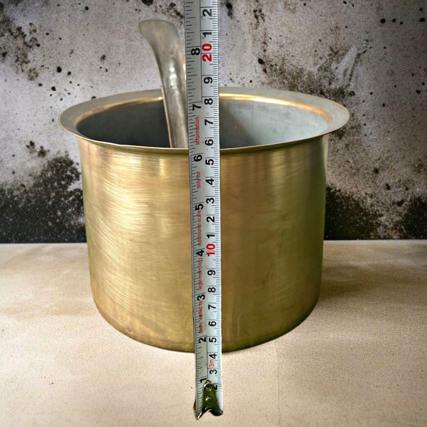 Antique Brass Long Bowl with Ladle | Traditional Cooking & Serving Kitchenware