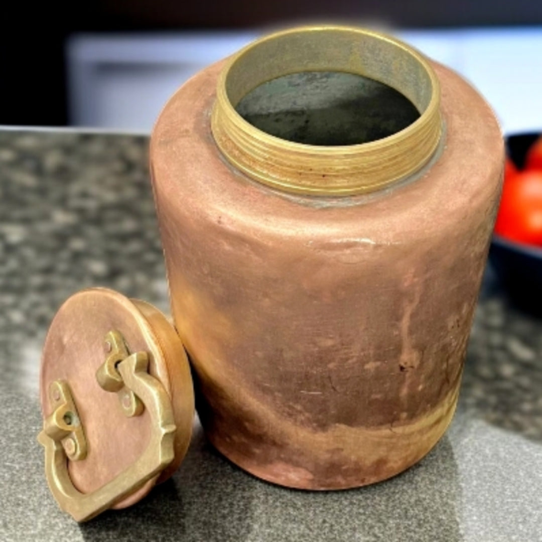 Antique Brass Barni / Dabba with Handle | Old-World Charm | Storage