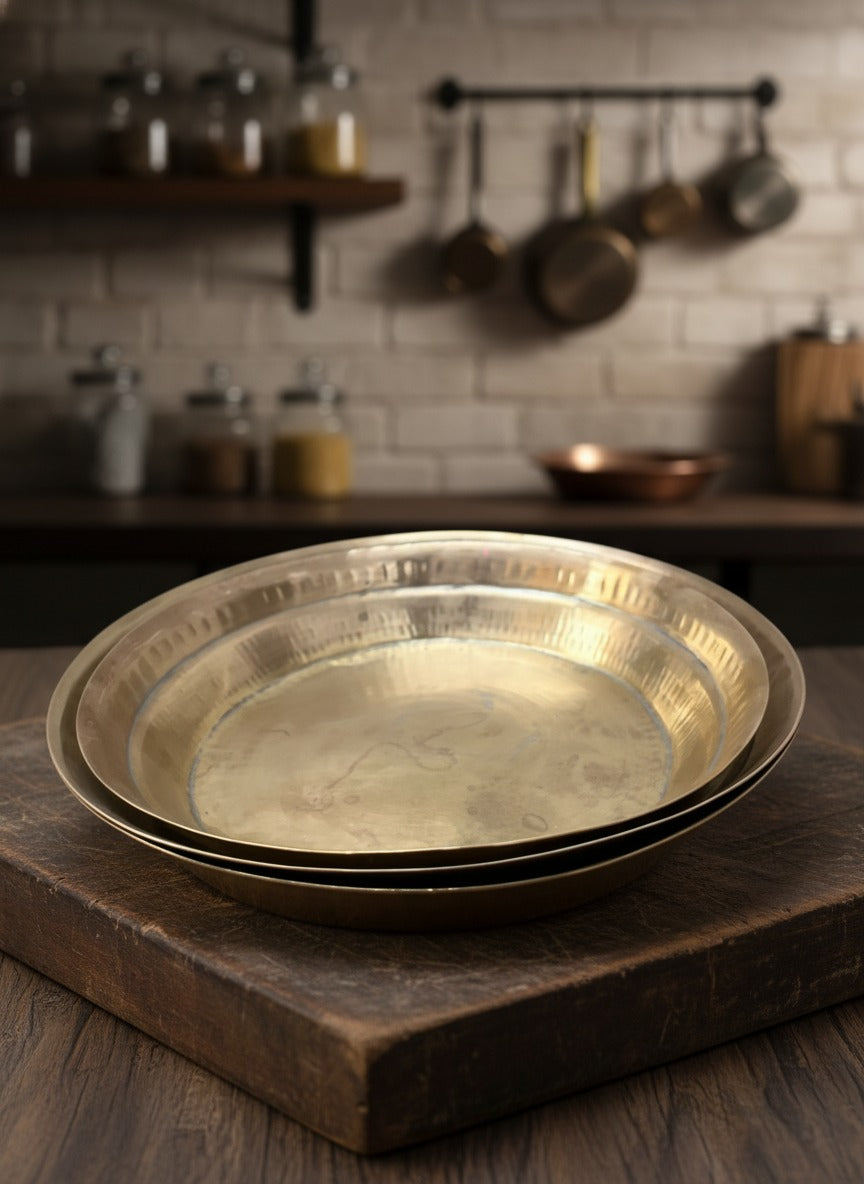 1987 Antique Brass Paraat Set of 3 | Traditional Kitchen & Décor Utility