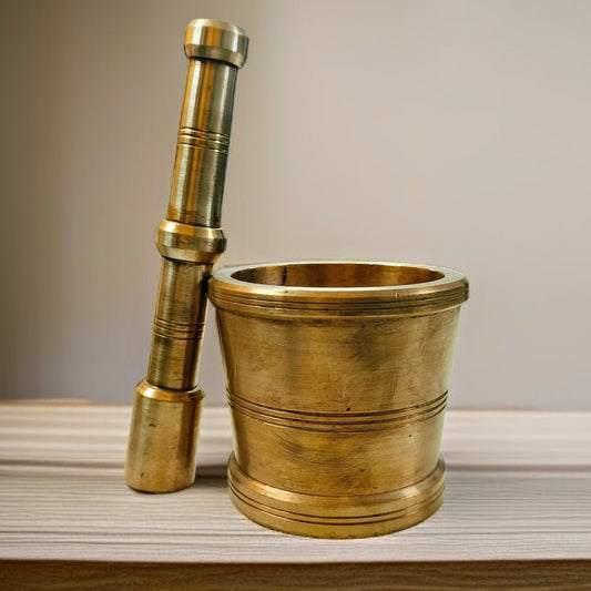 Antique Brass Khalbatta | Traditional Morter & Pestle | Hamam Dasta Heavy and big