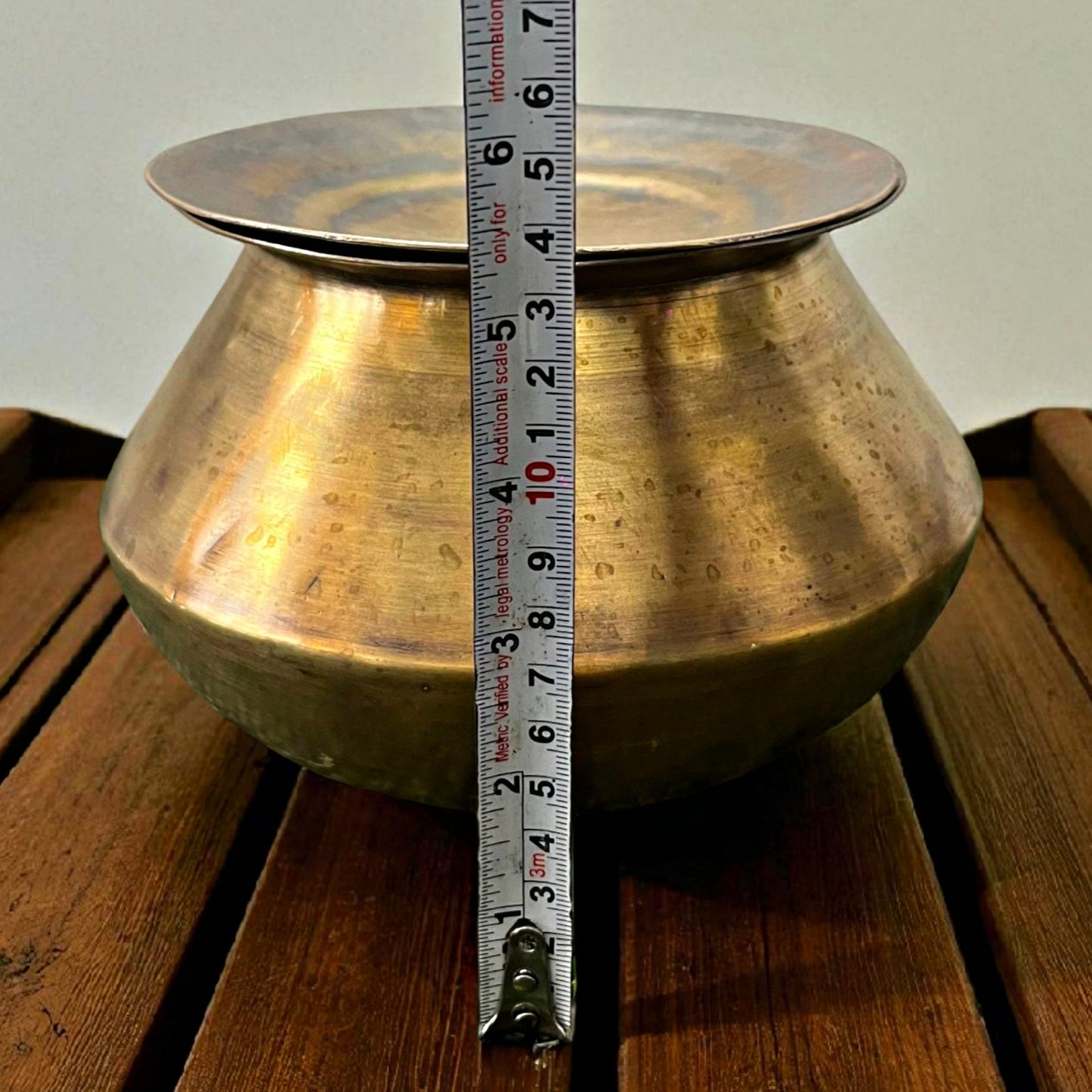 Antique Brass Bowl with Lid | Traditional Cooking Vessel