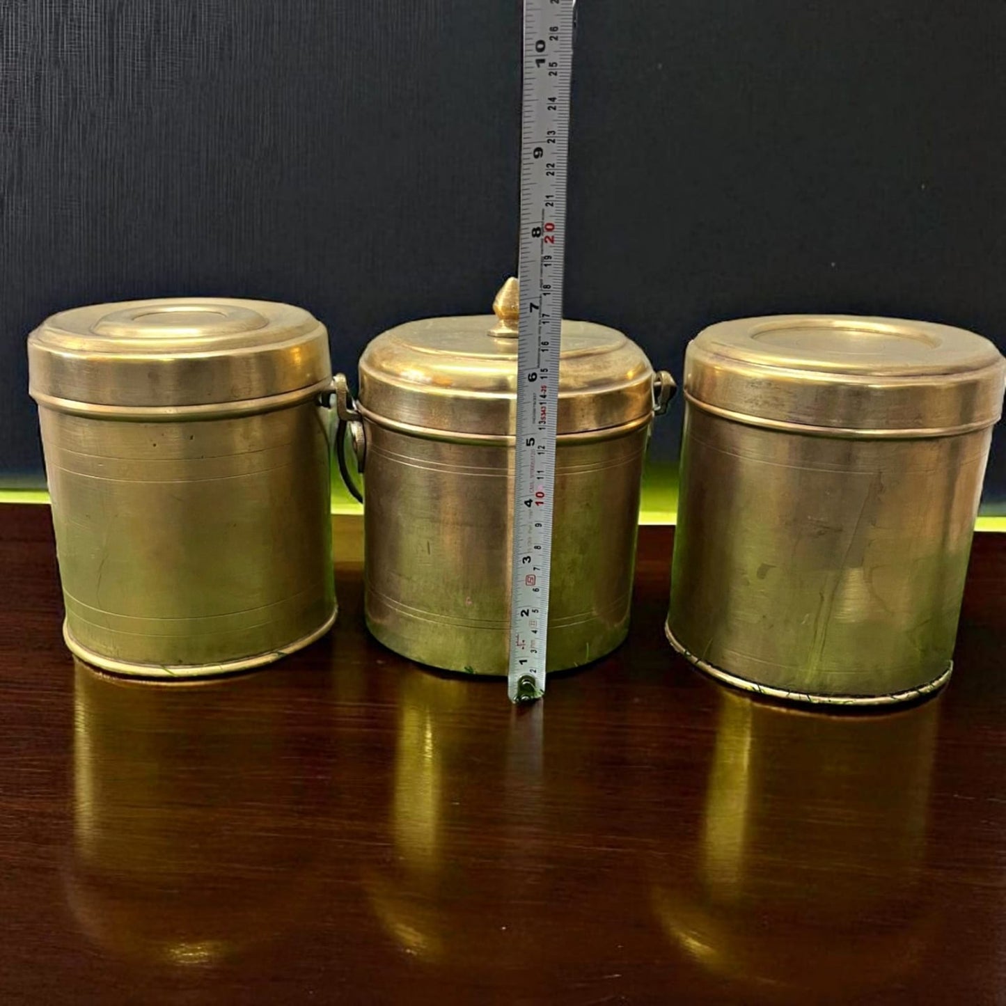 Antique Brass Rare Storage Box Set of 3 | Pittal Dabba Set l 1 L capacity each