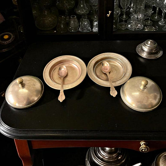 Antique Brass Bowl with Lid & Spoon | Pital Traditional Serving Set