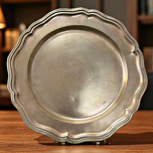 Antique Brass Big Plate | Traditional Brass Round Plate for Serving & Styling