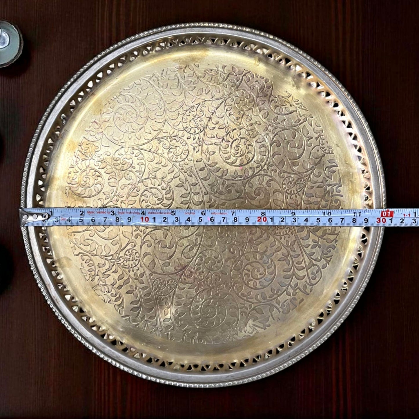 Antique Brass Engraved Plate | Traditional Brass Thali for Serving & Home Décor
