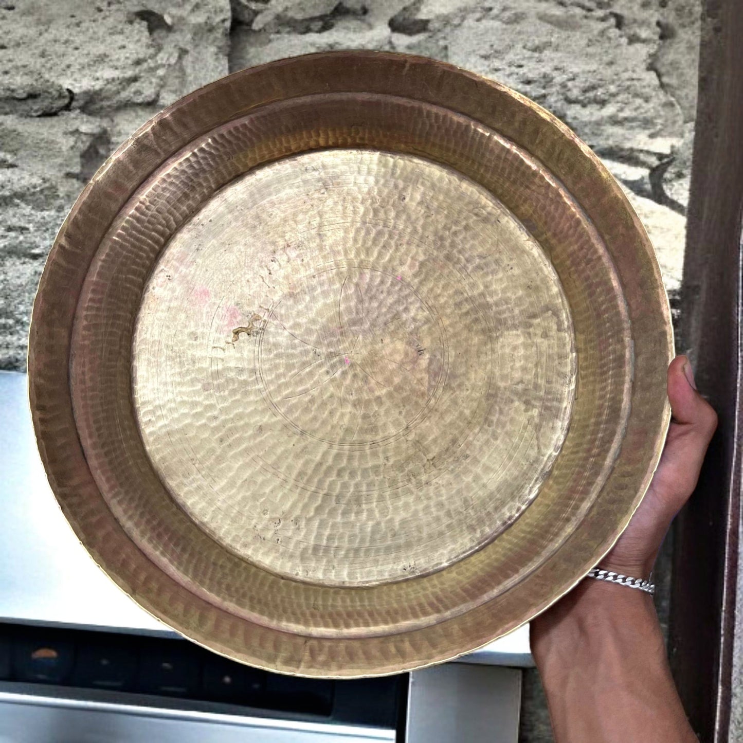 Antique Brass Parat with Kalash | Pital Traditional Kitchenware