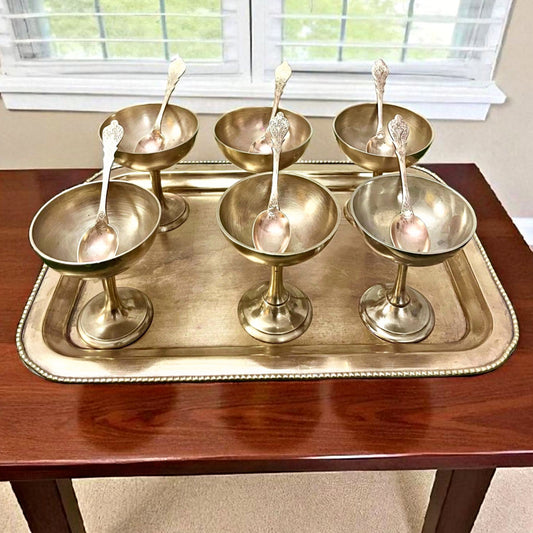 Antique Brass Dessert Set | Pital Traditional Dining Ware
