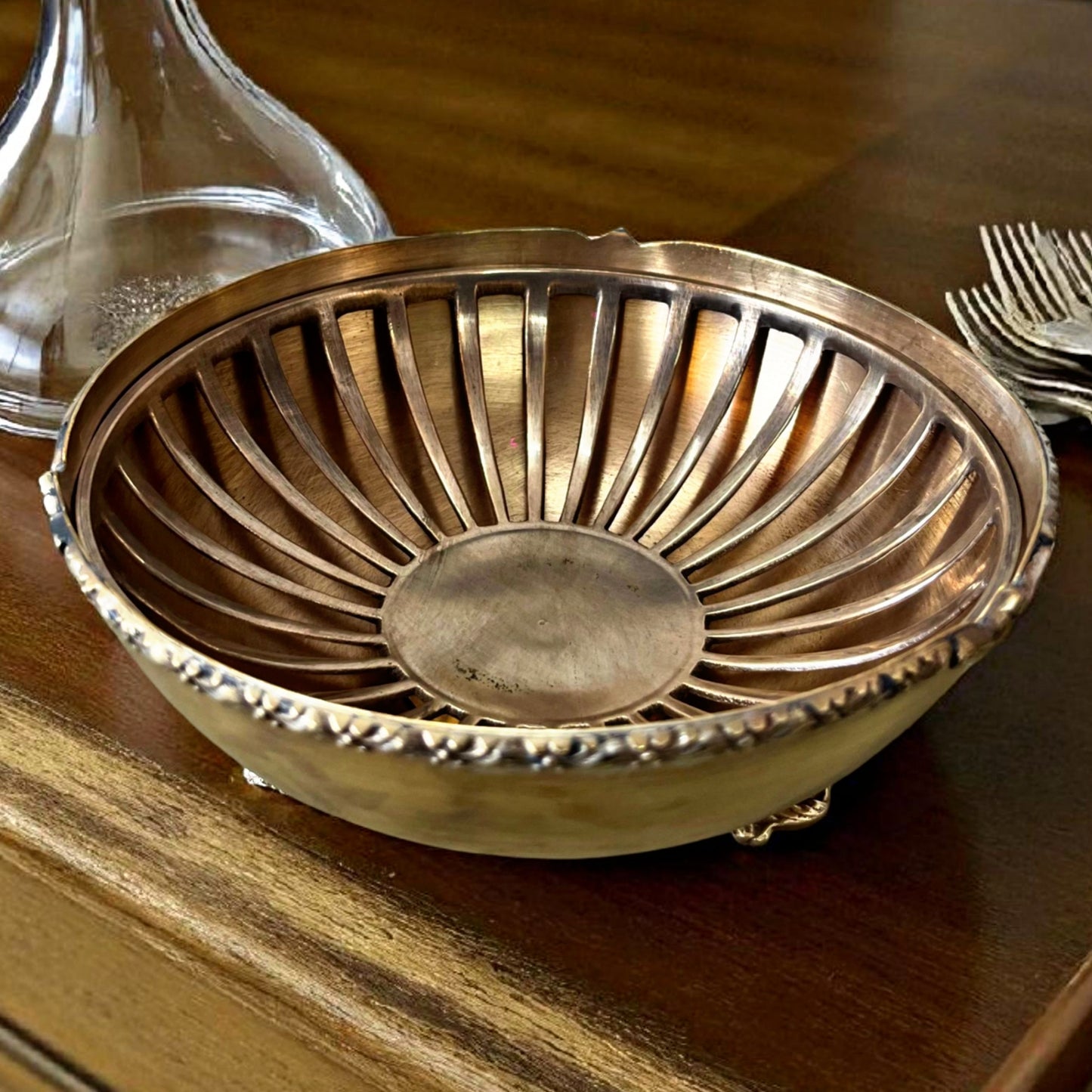 Antique Brass Serving Bowls in Pair | Traditional Kitchen & Dining Décor