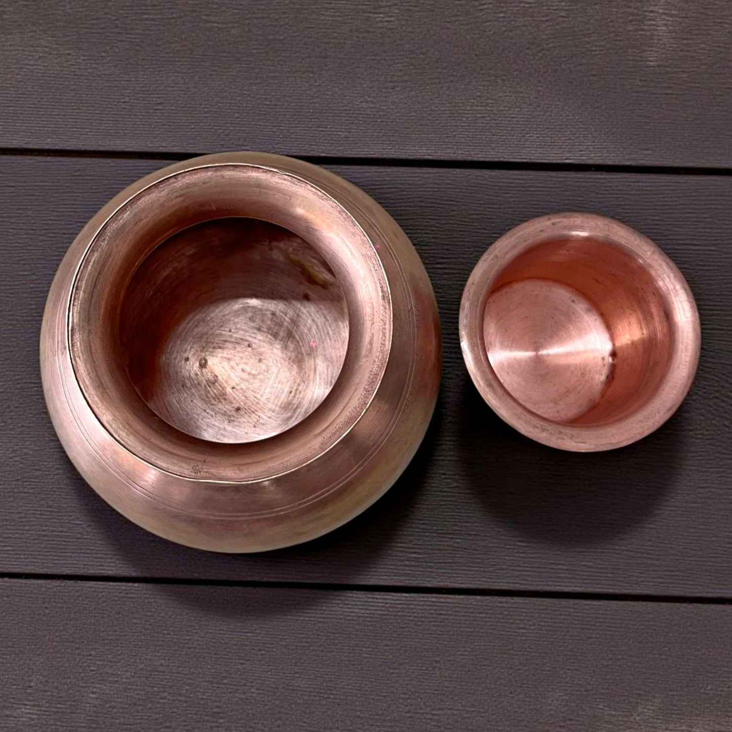Antique Copper Kalash with Pyala | Traditional Storage & Décor Set