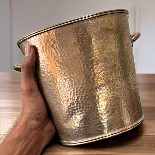 Antique Brass Flower Vase | Pital Bucket-Style Decor Pot