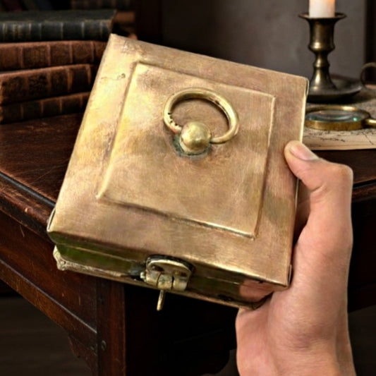 1975 Antique Brass Jewellery Box | Traditional Storage & Décor Piece