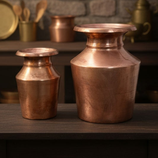 1972 Antique Copper Kalash Pair | Traditional Home Décor & Collectible Set