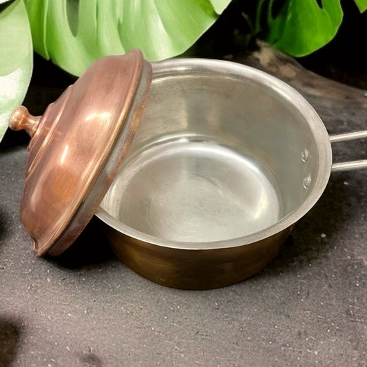 Antique Brass Cooking Vessel | Pital Handi with Lid & Handle | Traditional Kitchenware - Bombay Antiques