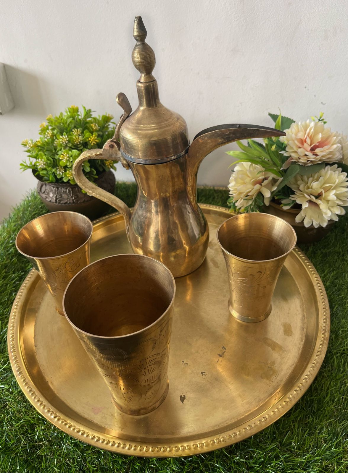 Antique Brass Refreshment Set