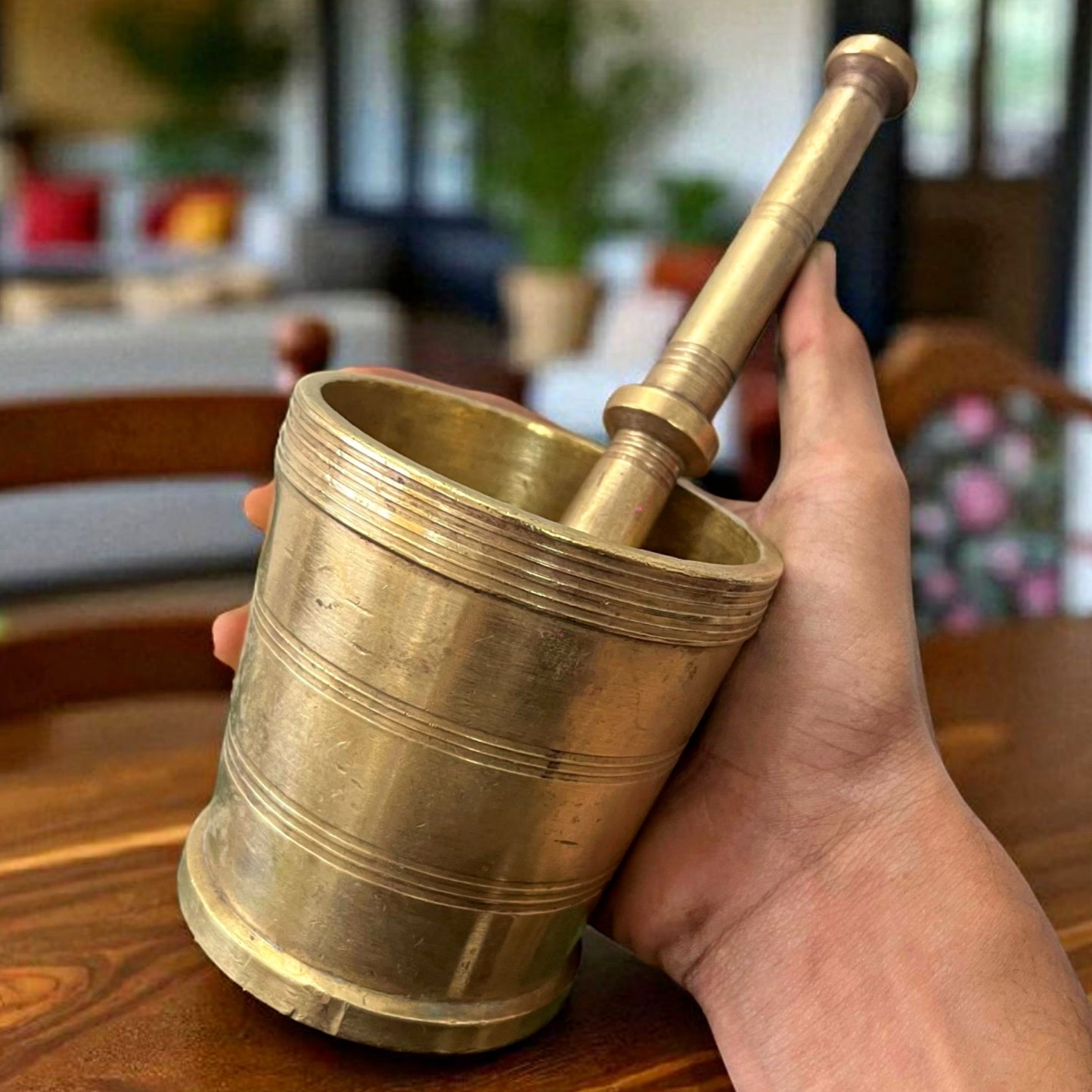 Antique Brass Khalbatta | Pital Traditional Grinding Tool