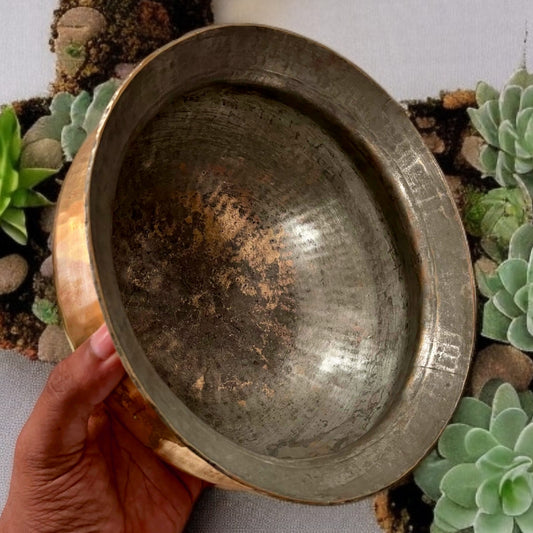 Antique Brass Cooking Deg | Heavy Pital Bartan | Thick Gauge Utility Pot