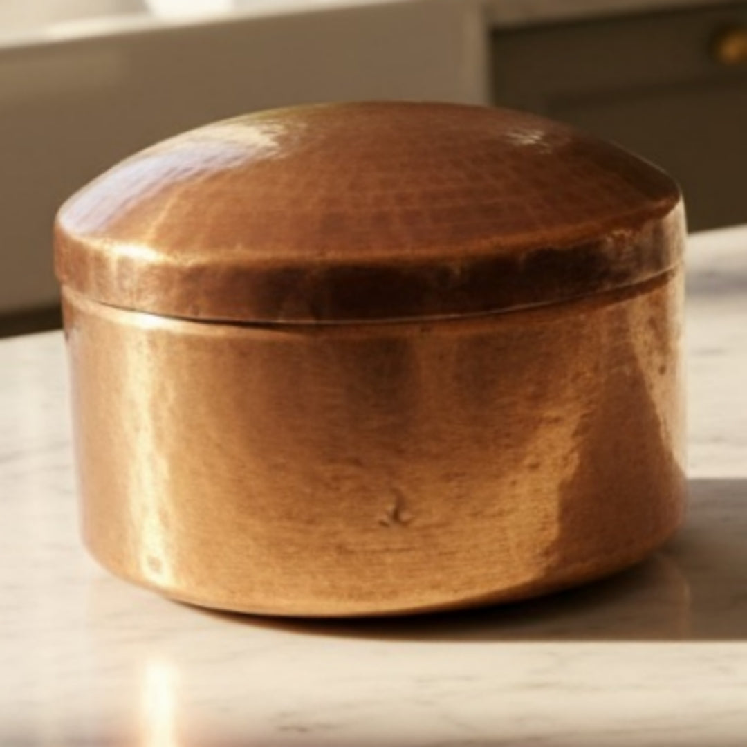 1986 Antique Brass Kitchen Storage Box | Medium Brass Utility Container