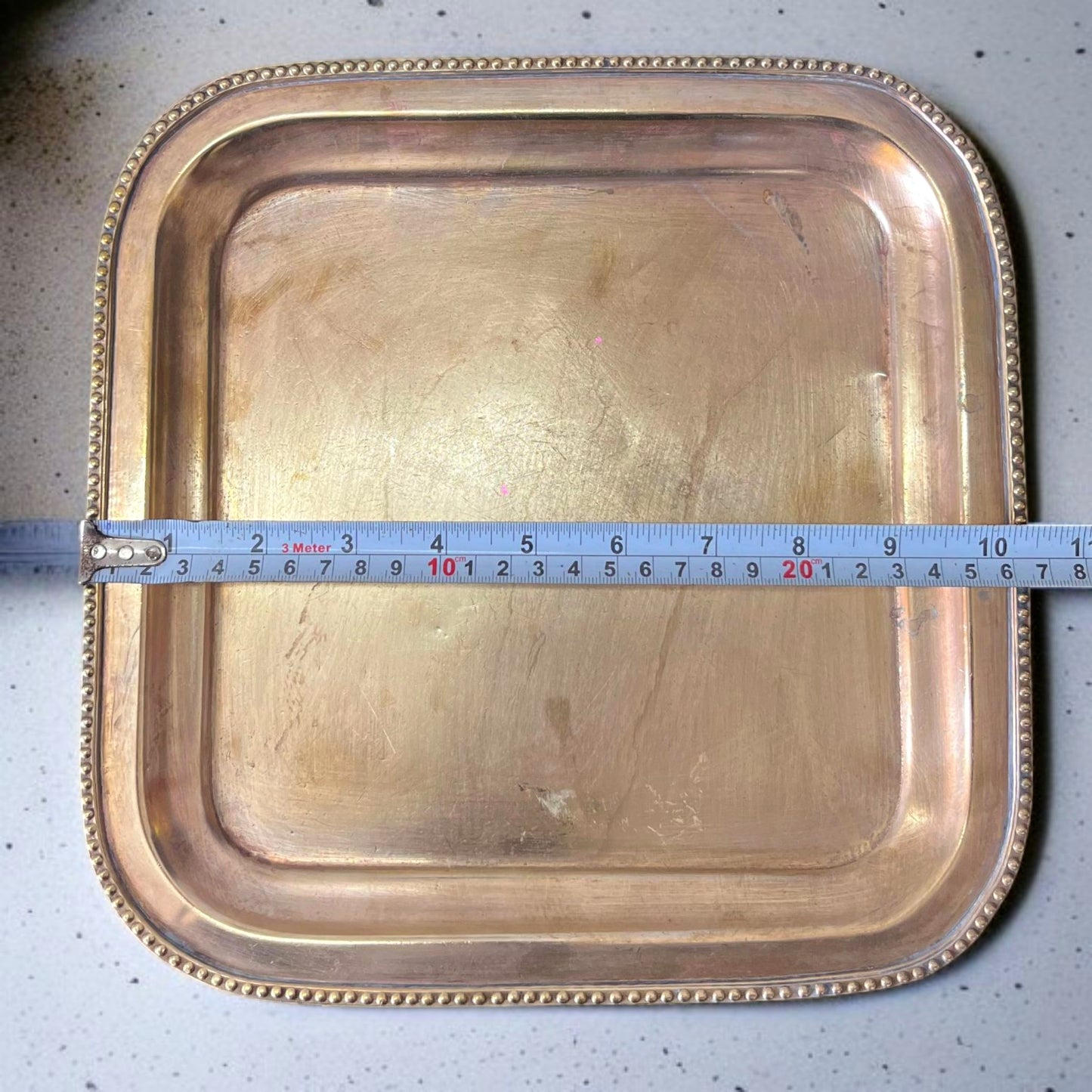 Antique Brass Square Base Trays | Traditional Serving in Pair