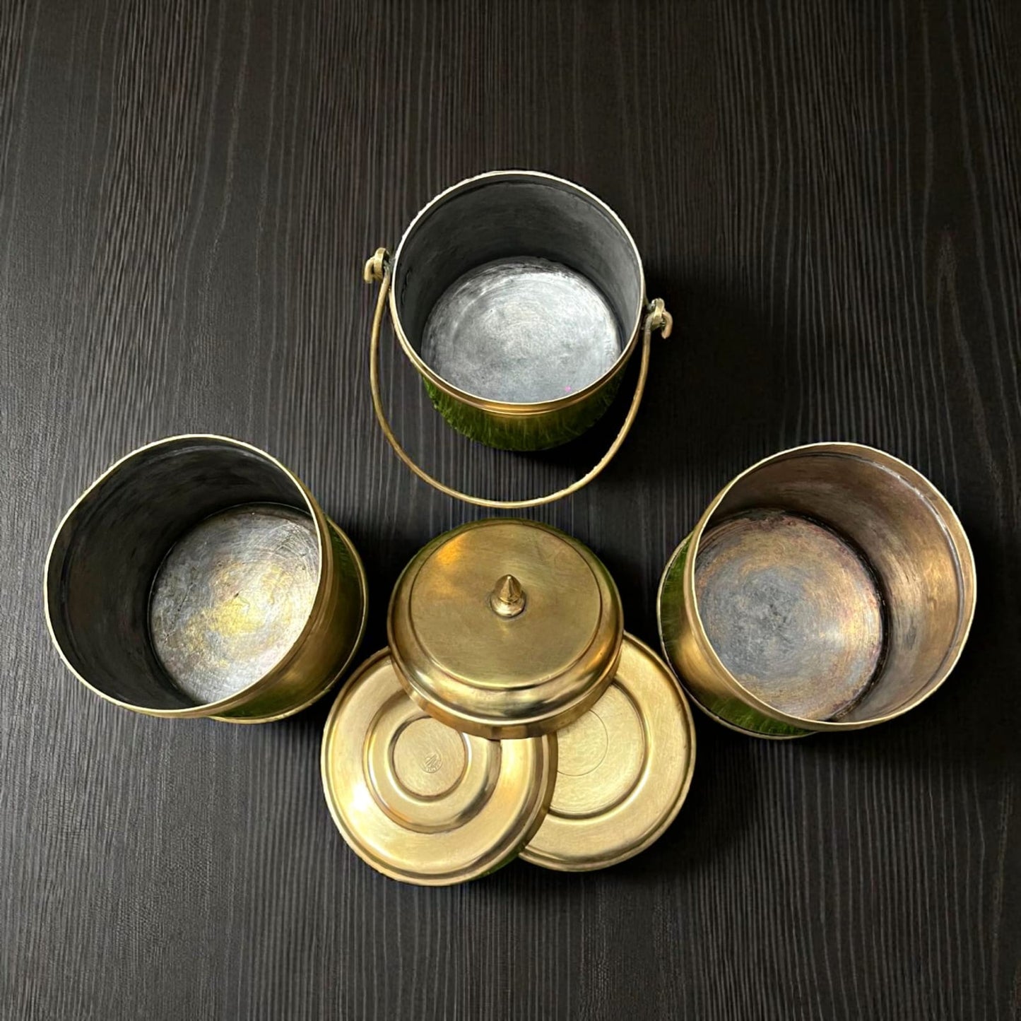 Antique Brass Rare Storage Box Set of 3 | Pittal Dabba Set l 1 L capacity each
