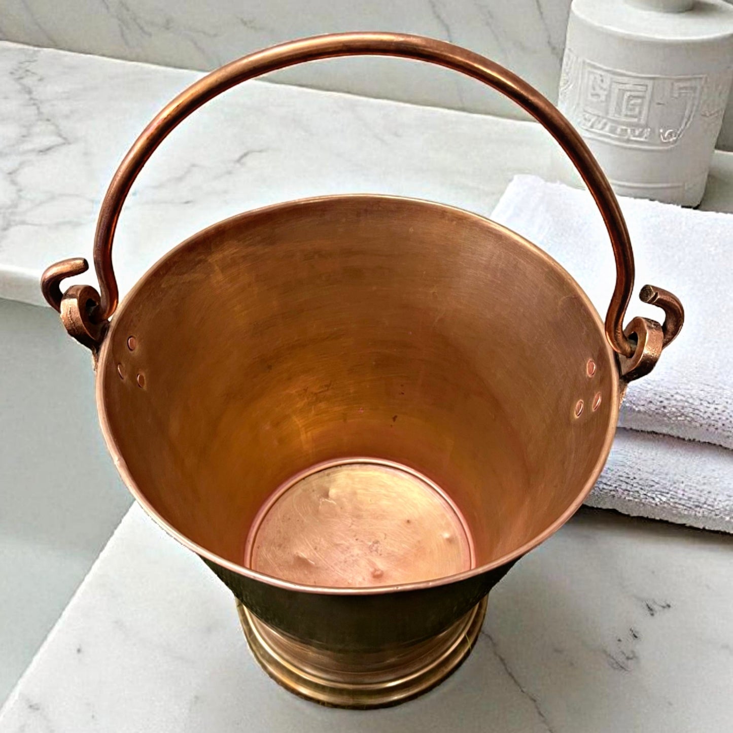 Antique Copper Bucket | Traditional Large Storage Vessel