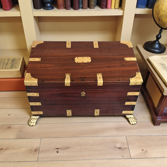 Antique Teakwood Box | Wooden Jewellery Box | Storage Chest in Natural Honey Finish