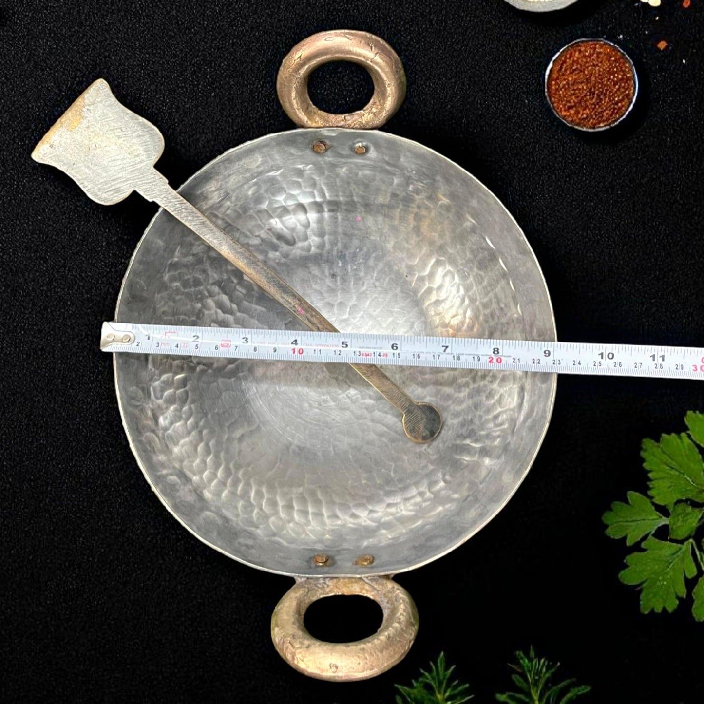 Antique Brass Chinese Kadai with Ladle | Traditional Cooking & Kitchen Decor