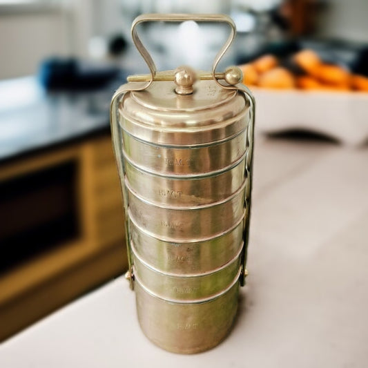 Antique Brass Big Tiffin Box | RMT Pital Purana Lunch Box | Rare Storage Item | Traditional Meal Box