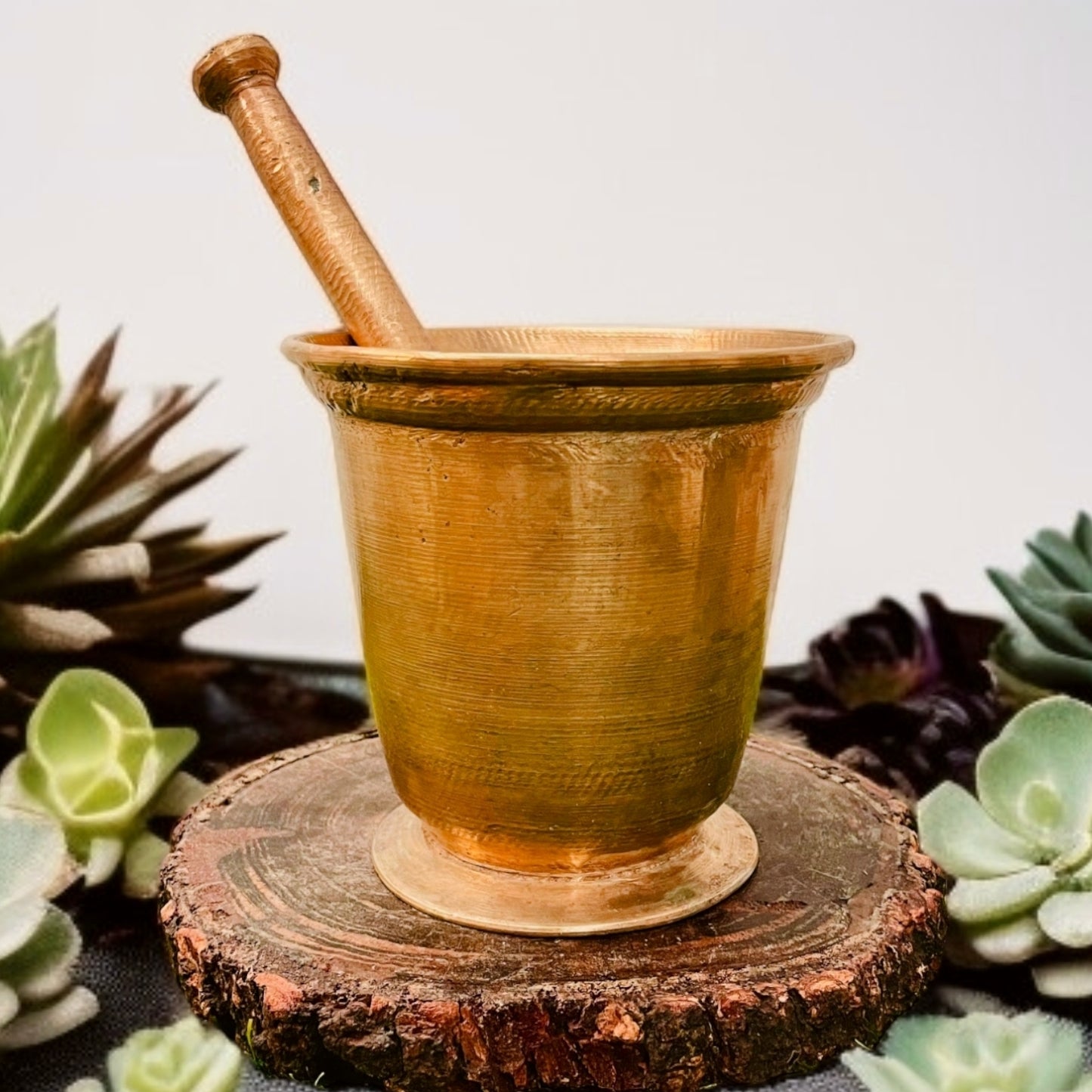 Antique Brass Large Khalbata | Traditional Grinder Collectible