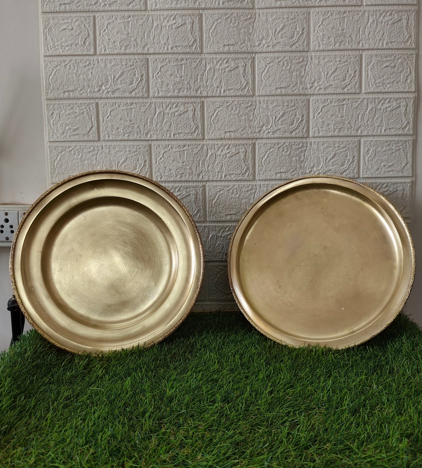 Antique Brass Plates in pair