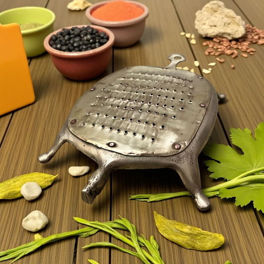Antique Brass Grater | Tortoise Shaped Khichni | Traditional Kitchen Utensil | 2nd Size