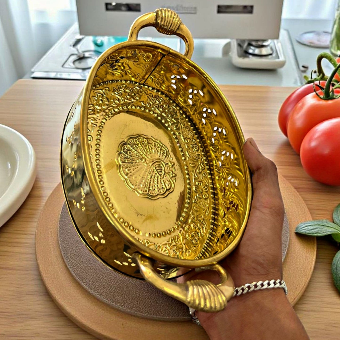 Antique Brass Basket Pair | Traditional Kitchen & Table Décor