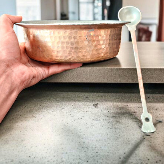 Antique Brass Deg with Ladle | Pital Traditional Cooking Vessel
