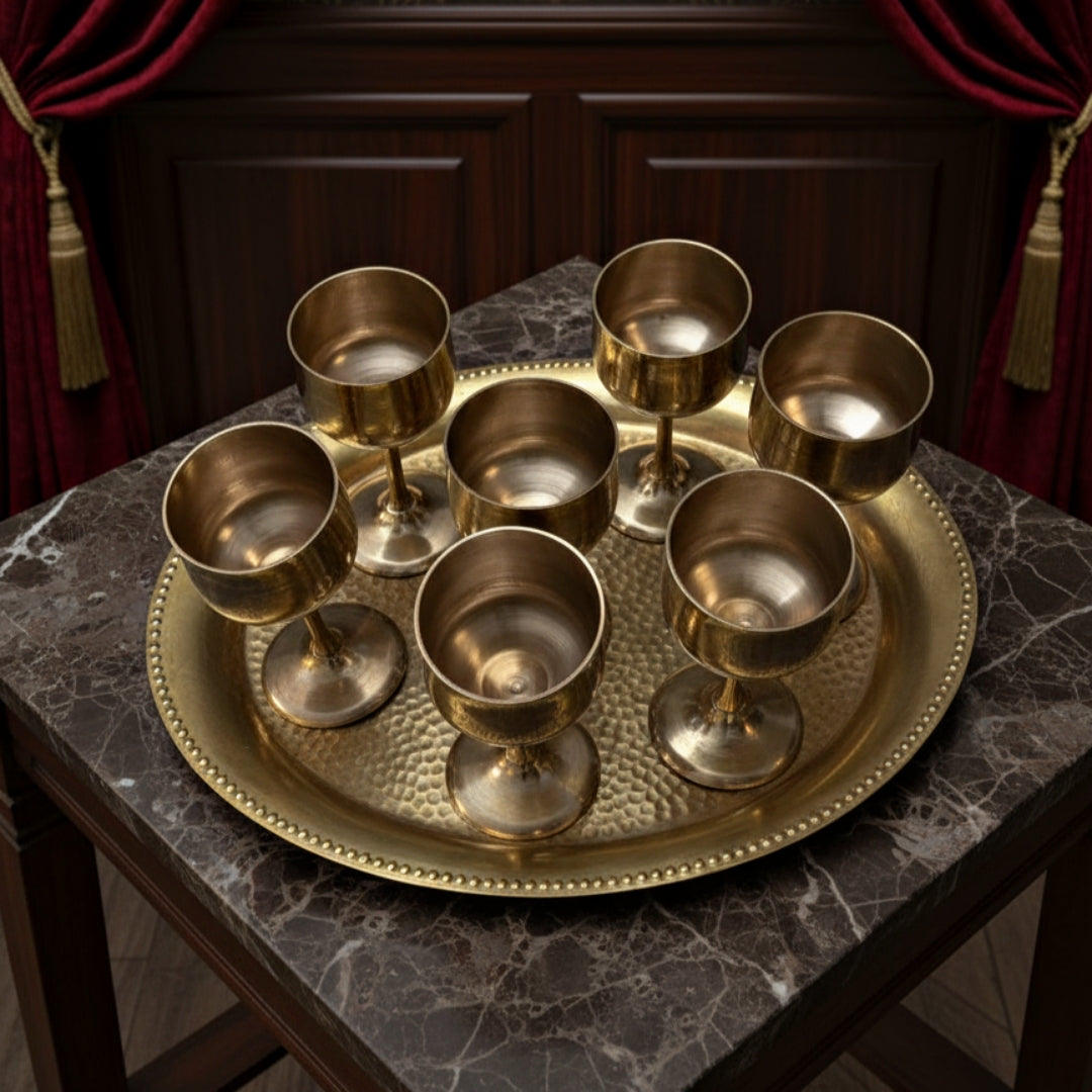 Antique Brass Refreshment Set | Pital Traditional Dining & Decor Collection