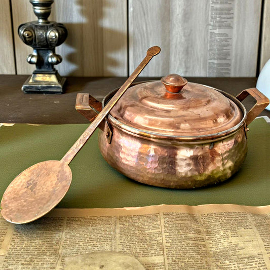 1980 Antique Copper Deg with Spoon & Lid | Traditional Kitchen & Dining Décor