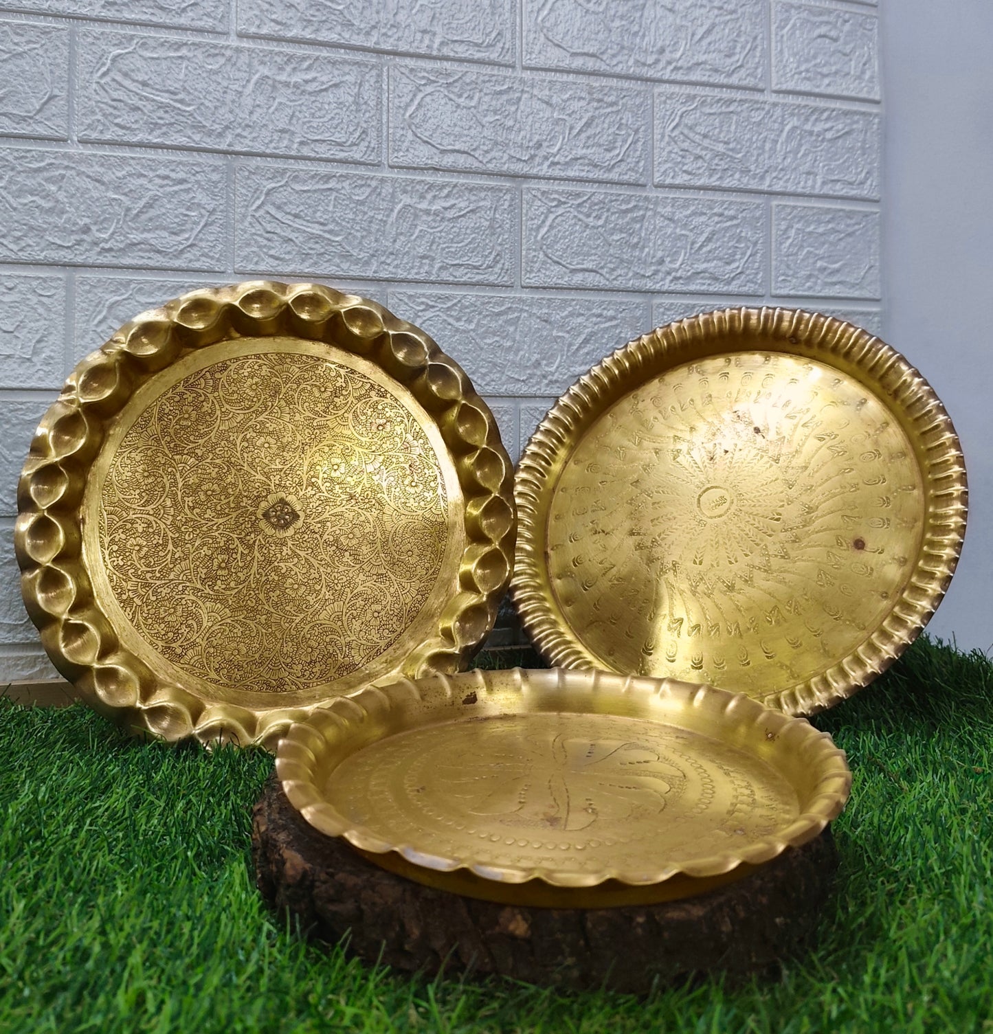 Antique Brass Plates Set of 3