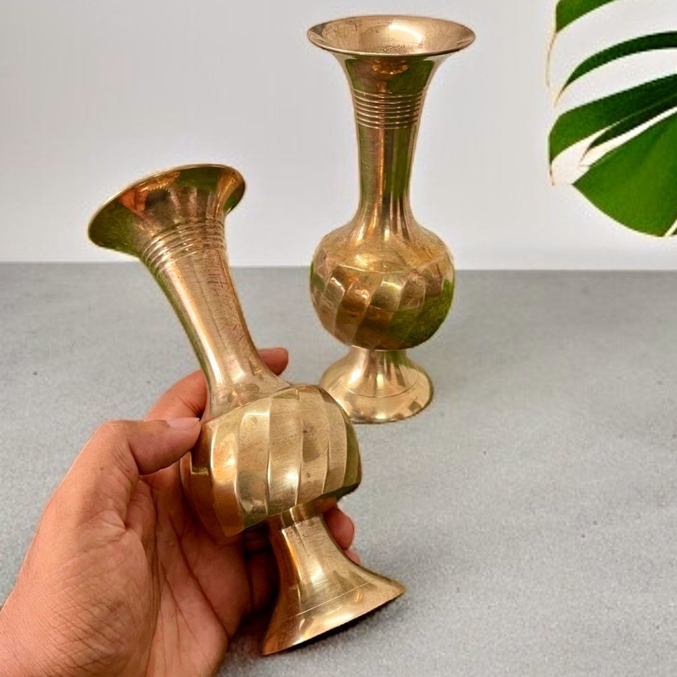 Antique Brass Flower Pot Set | Handcrafted Detailing | Décor Collection